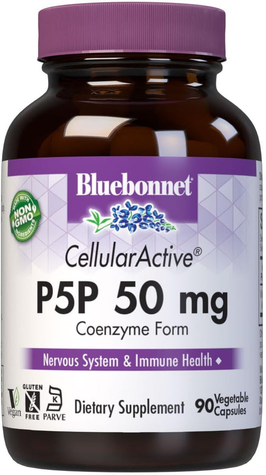 Bluebonnet Nutrition CellularActive P-5-P 50mg - 90 Vegetarian Capsules - Promotes Cellular Health and Wellness