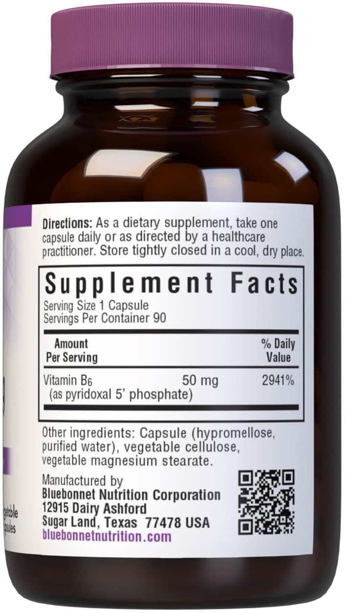 Bluebonnet Nutrition CellularActive P-5-P 50mg - 90 Vegetarian Capsules - Promotes Cellular Health and Wellness