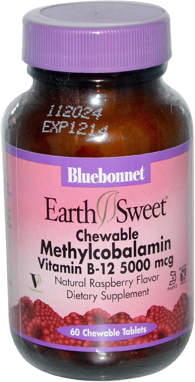 Bluebonnet Nutrition EarthSweet Raspberry Methylcobalamin Chewables - 5,000 mcg, 60 Tablets