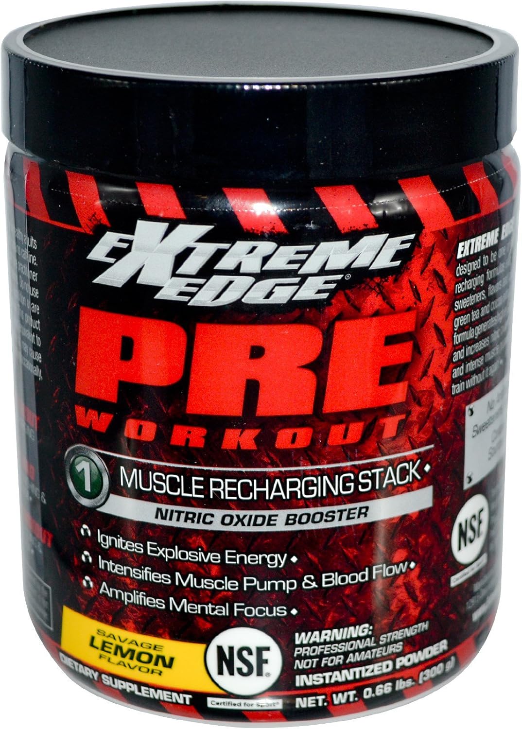 Bluebonnet Nutrition Extreme Edge Pre Workout Formula for Muscle Recharge with Increased Nitric Oxide Levels - Soy-Free, Dairy-Free Lemon Flavor, 0.66 LB, 30 Servings
