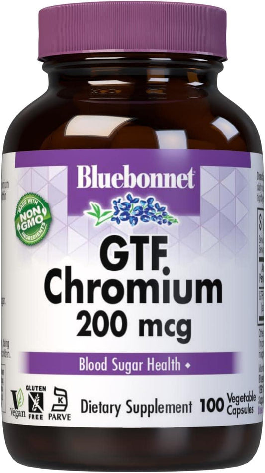 Bluebonnet Nutrition GTF Chromium 200 mcg Capsules - 100 Count Bottle
