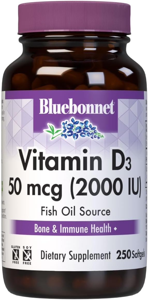 Bluebonnet Nutrition High Potency Vitamin D3 Softgels with Immune Support and Strong Bone Formula