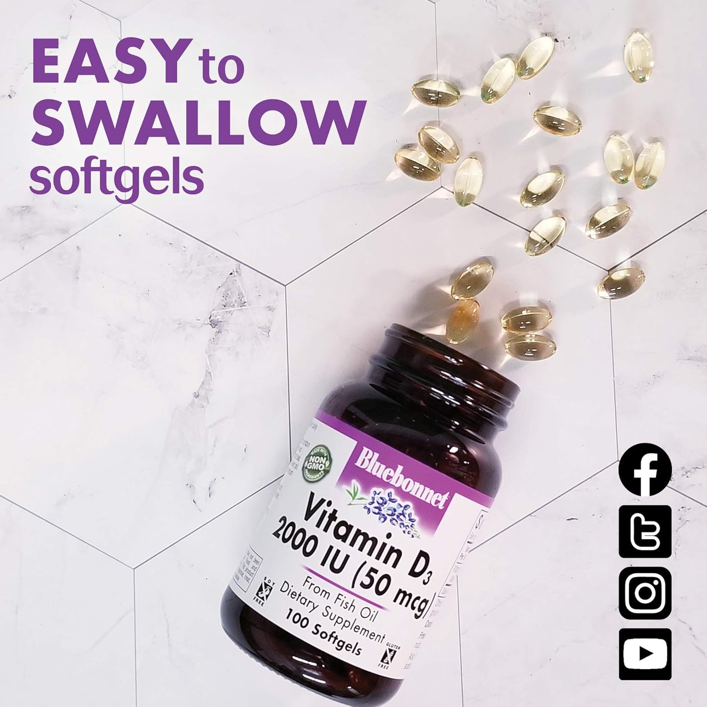 Bluebonnet Nutrition High Potency Vitamin D3 Softgels with Immune Support and Strong Bone Formula