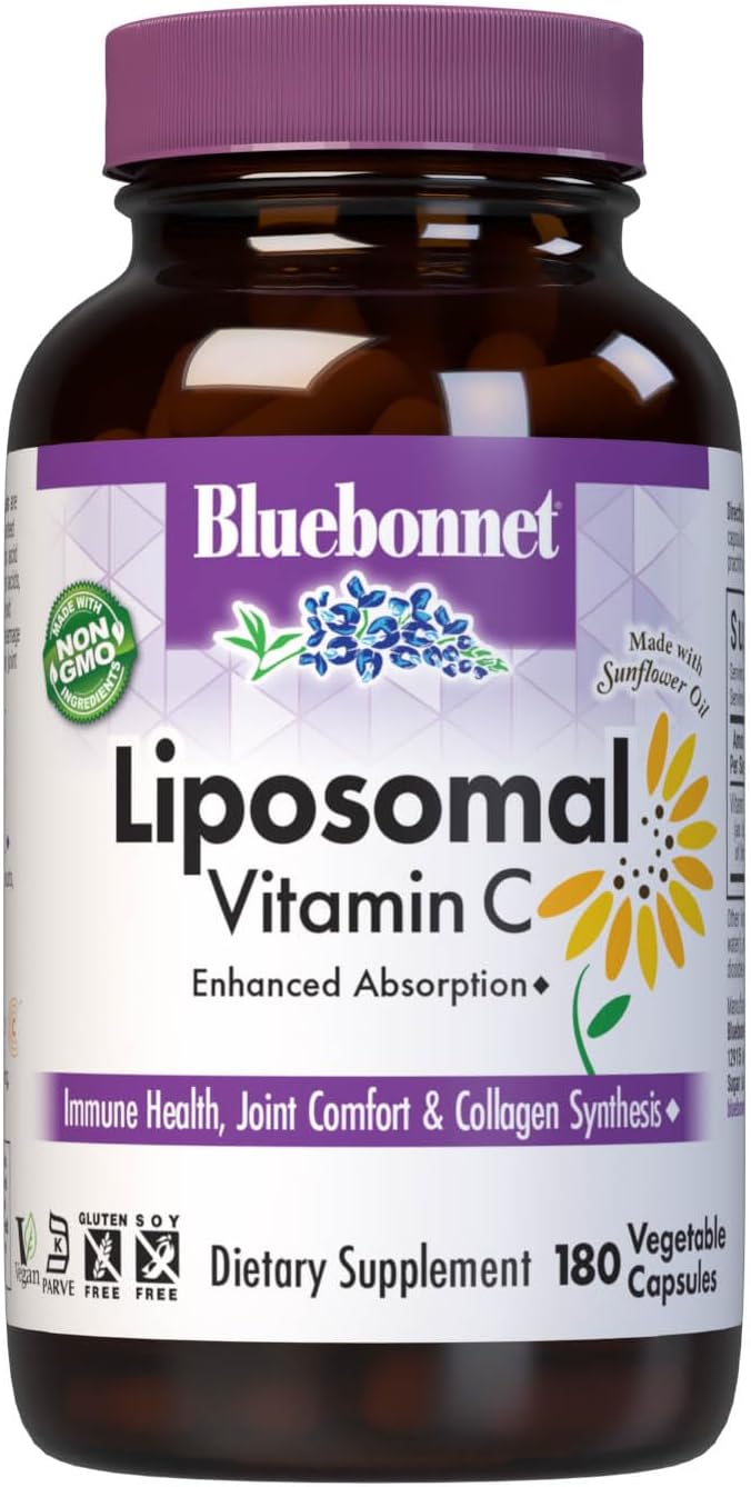 Bluebonnet Nutrition Liposomal Vitamin C 1000mg Capsules for Immune & Joint Health - Vegan, Kosher, Non-GMO, Gluten-Free, 180 ct.