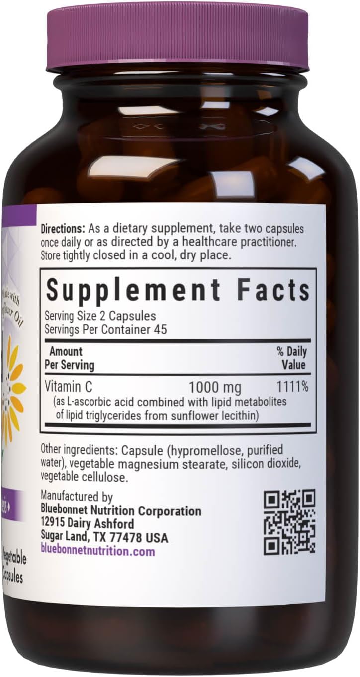 Bluebonnet Nutrition Liposomal Vitamin C Capsules - Immune & Joint Health Support, Collagen Synthesis, Vegan, Kosher, Non-GMO - 90 Capsules