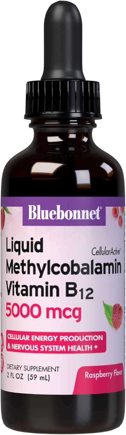 BlueBonnet Nutrition Liquid Methylcobalamin Supplement, Raspberry Flavor, 2 Fl Oz - 1 Pack
