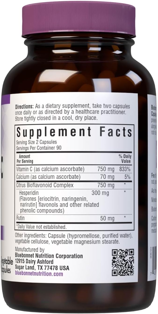 Bluebonnet Nutrition Mega Bio-C Formula Capsules - High Potency Buffered Vitamin C for Immune Health - Soy, Gluten, Dairy Free - Non-GMO, Kosher, Vegan - 180 Count