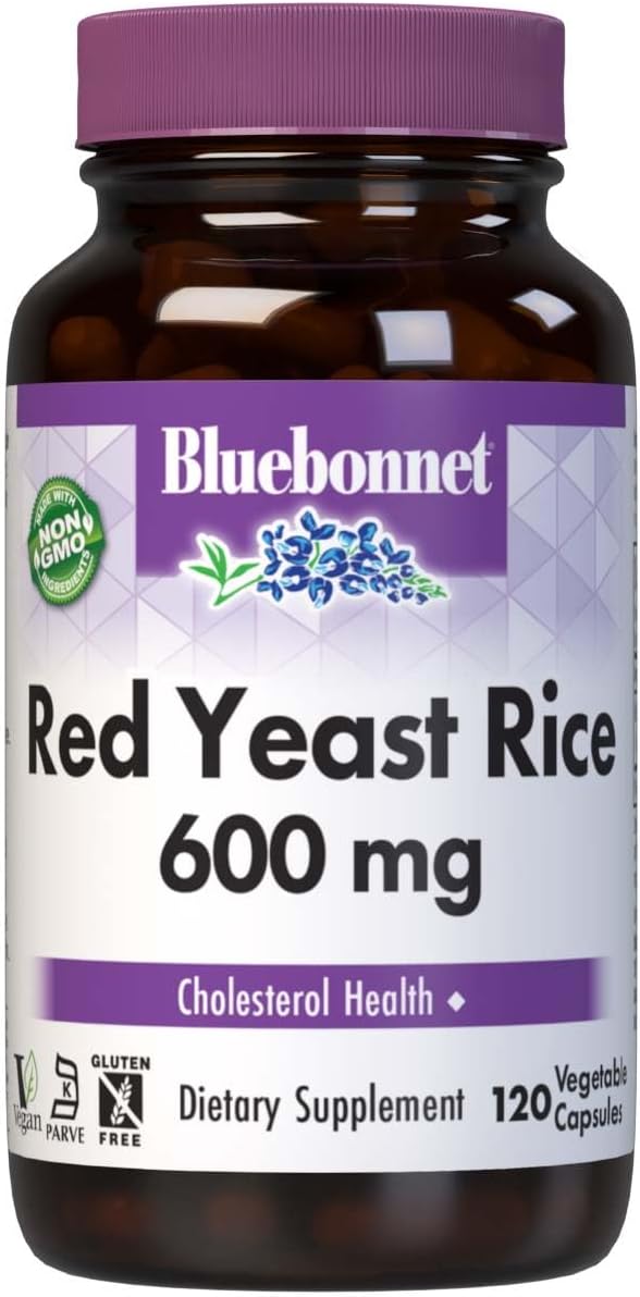 Bluebonnet Nutrition Red Yeast Rice 600 mg Capsules - Heart Health Support, Non-GMO, Vegan, Kosher, Gluten-Free, 120 Count