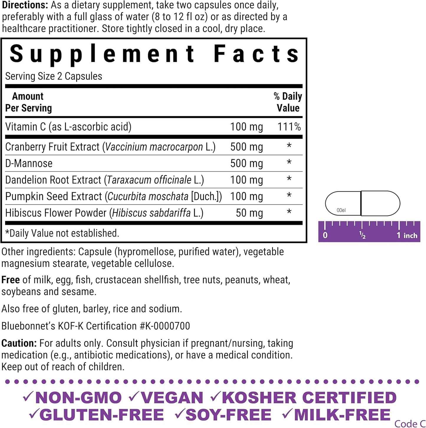 Bluebonnet Nutrition Urinary Tract Cleanse & Flush Capsules - Vegan, Non-GMO, Soy-Free, Gluten-Free, Kosher-Certified