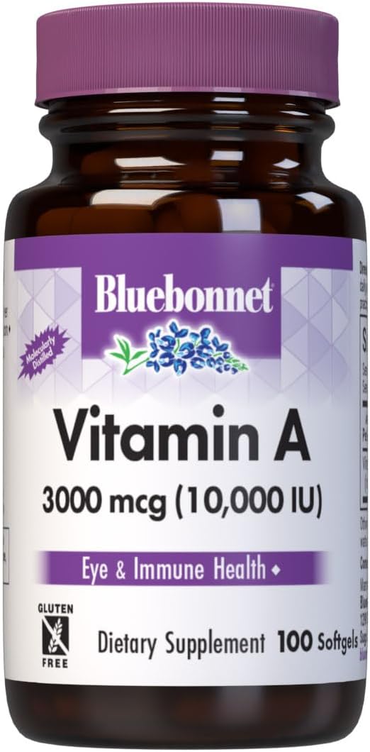 Bluebonnet Nutrition Vitamin A 10,000 IU Softgels for Eye Health & Immune Function, Gluten Free, Dairy Free
