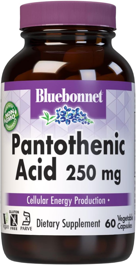 Bluebonnet Pantothenic Acid 250 mg Capsules - 60 Vegetable Capsules