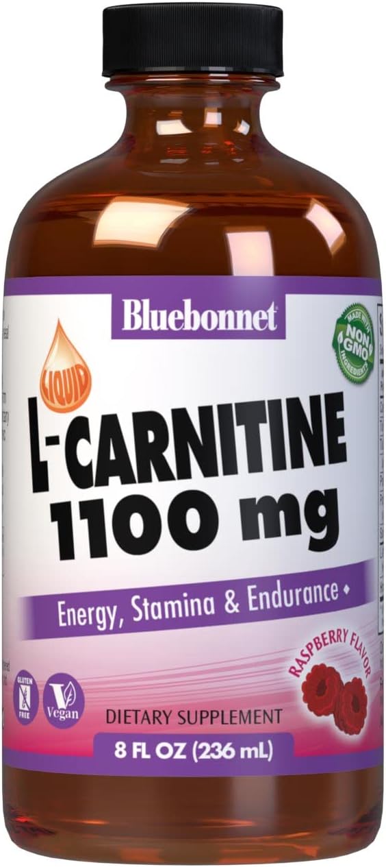 Bluebonnet Raspberry Flavored Liquid L-Carnitine Supplement - 1100mg, 8 fl oz