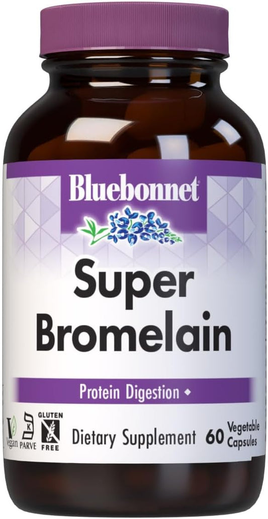 BlueBonnet Super Bromelain Capsules - Vegetarian, 500mg, 60 Count - Digestive Enzyme Supplement