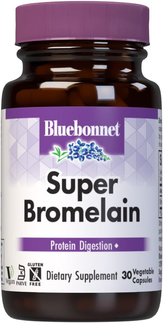 BlueBonnet Super Bromelain Pineapple Capsules - Vegetarian, 500mg, 30ct