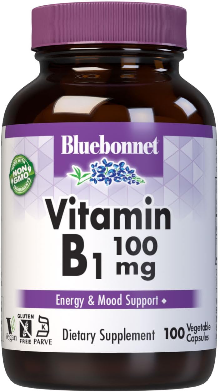 Bluebonnet Vitamin B-1 100 mg Capsules - 100 Vegetable Capsules - BoostGo Australia