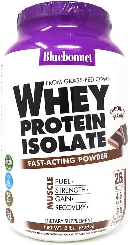BlueBonnet Whey Protein Isolate Powder - Chocolate Flavor - 100% Natural - 2lb