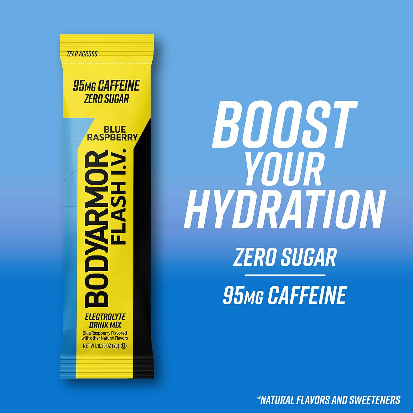 BODYARMOR Caffeine Blue Raspberry Electrolyte Mix Pack - 6 Pack of 0.28 oz Packets