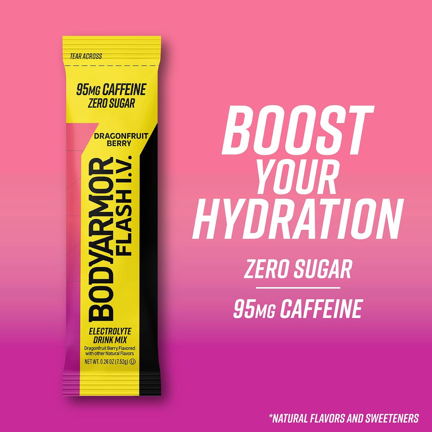 BODYARMOR Caffeine Flash I.V. Dragonfruit Berry Electrolyte Mix Packets - 6 Pack, 0.28 oz