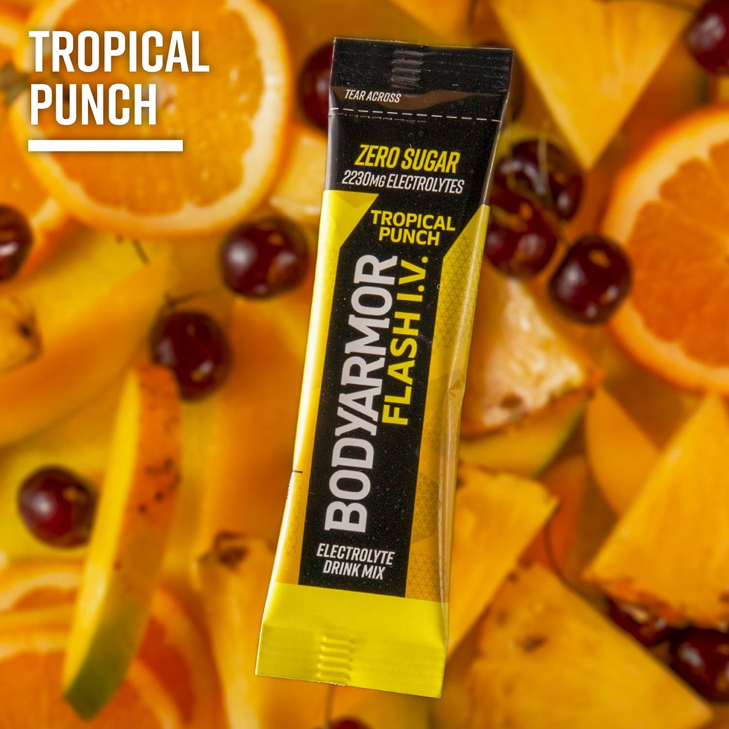 BODYARMOR Flash IV Electrolyte Packets - Strawberry Kiwi & Tropical Punch Variety Pack, 30 Count - Zero Sugar Coconut Water Drink Mix