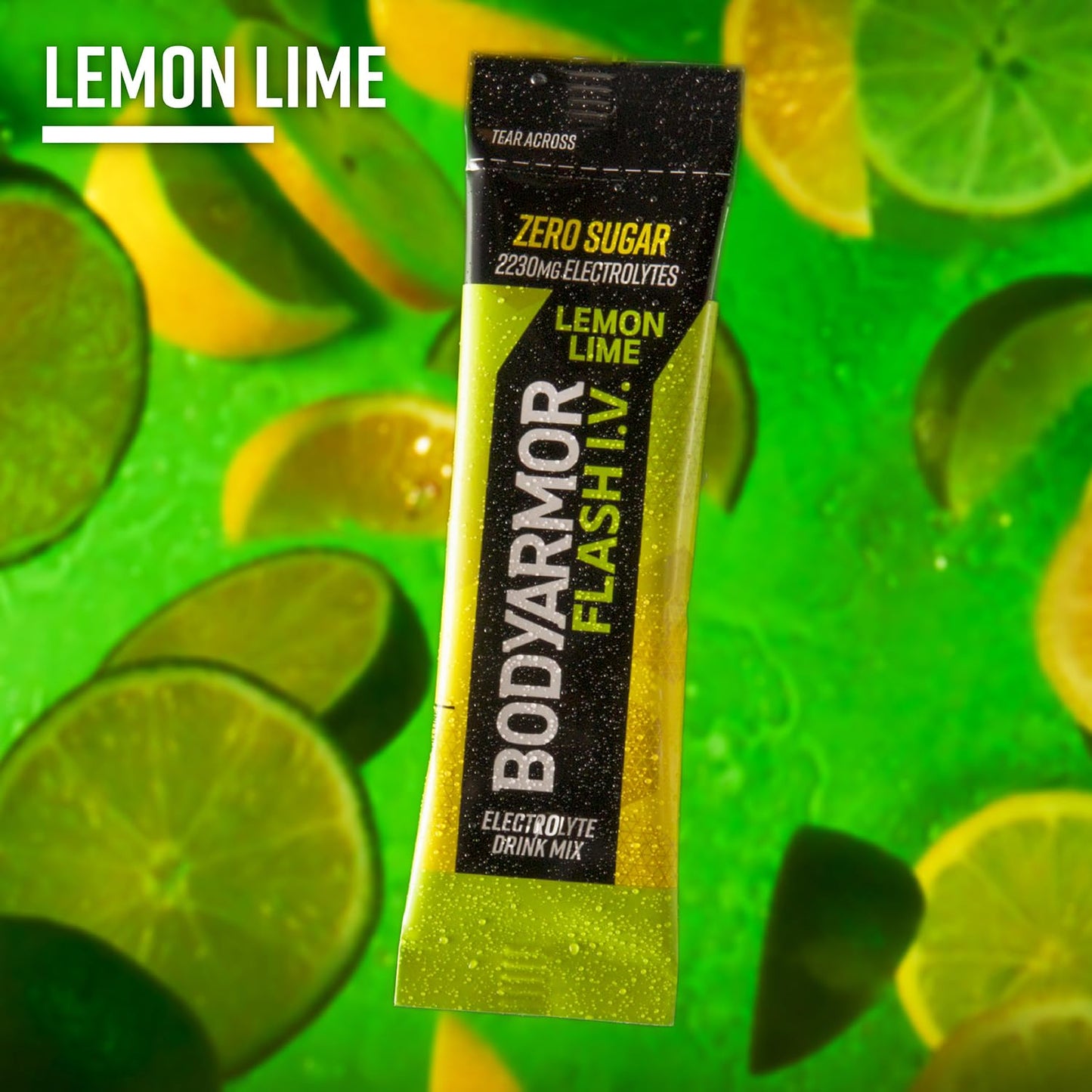 BODYARMOR Flash IV Electrolyte Packets, Lemon Lime - Zero Sugar Coconut Water Drink Mix (15 Count)