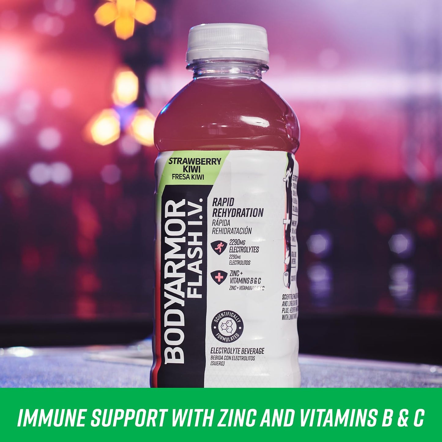 BODYARMOR Flash I.V. Strawberry Kiwi Electrolyte Beverage, 20oz (12 Pack)
