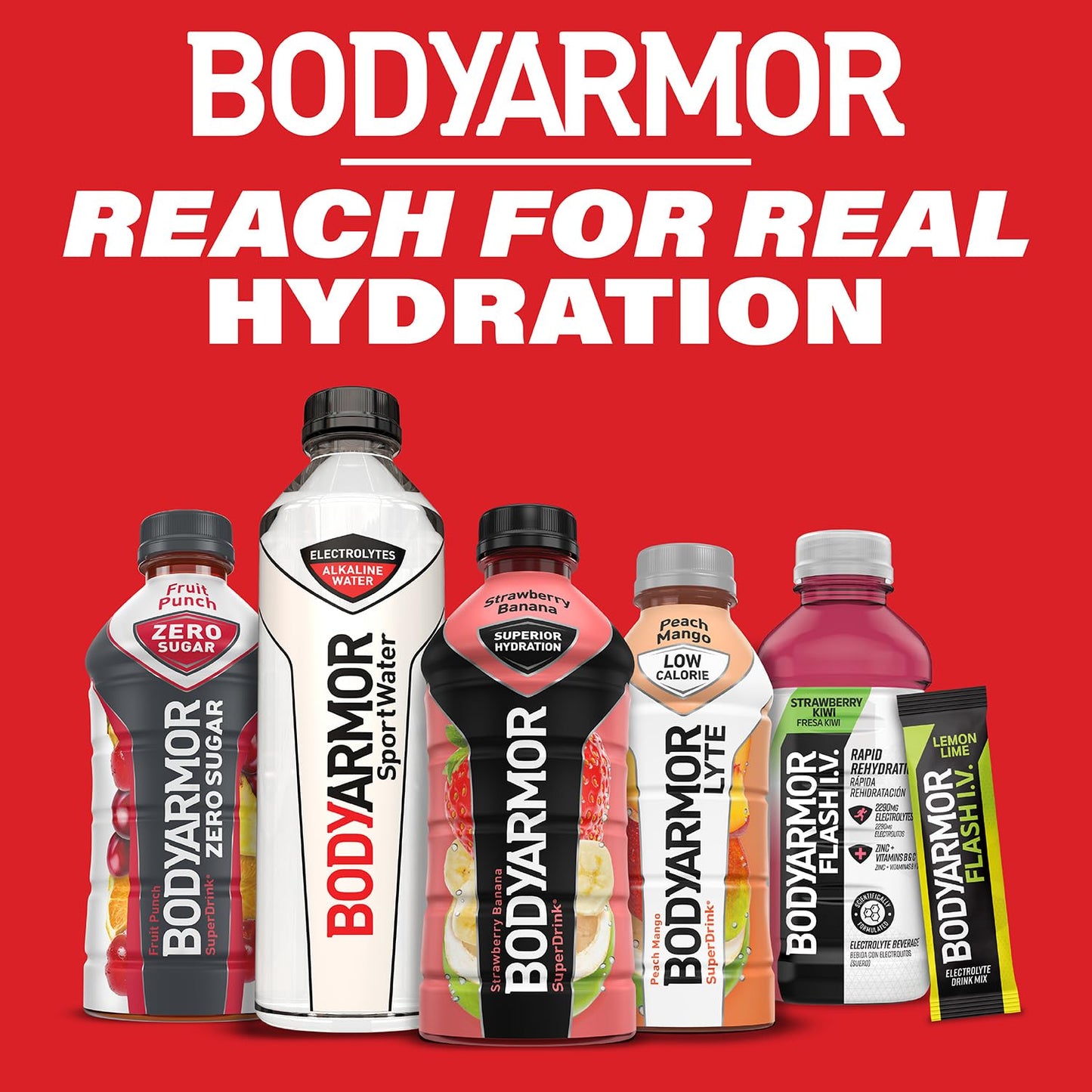 BODYARMOR Flash I.V. Strawberry Kiwi Electrolyte Beverage, 20oz (12 Pack)