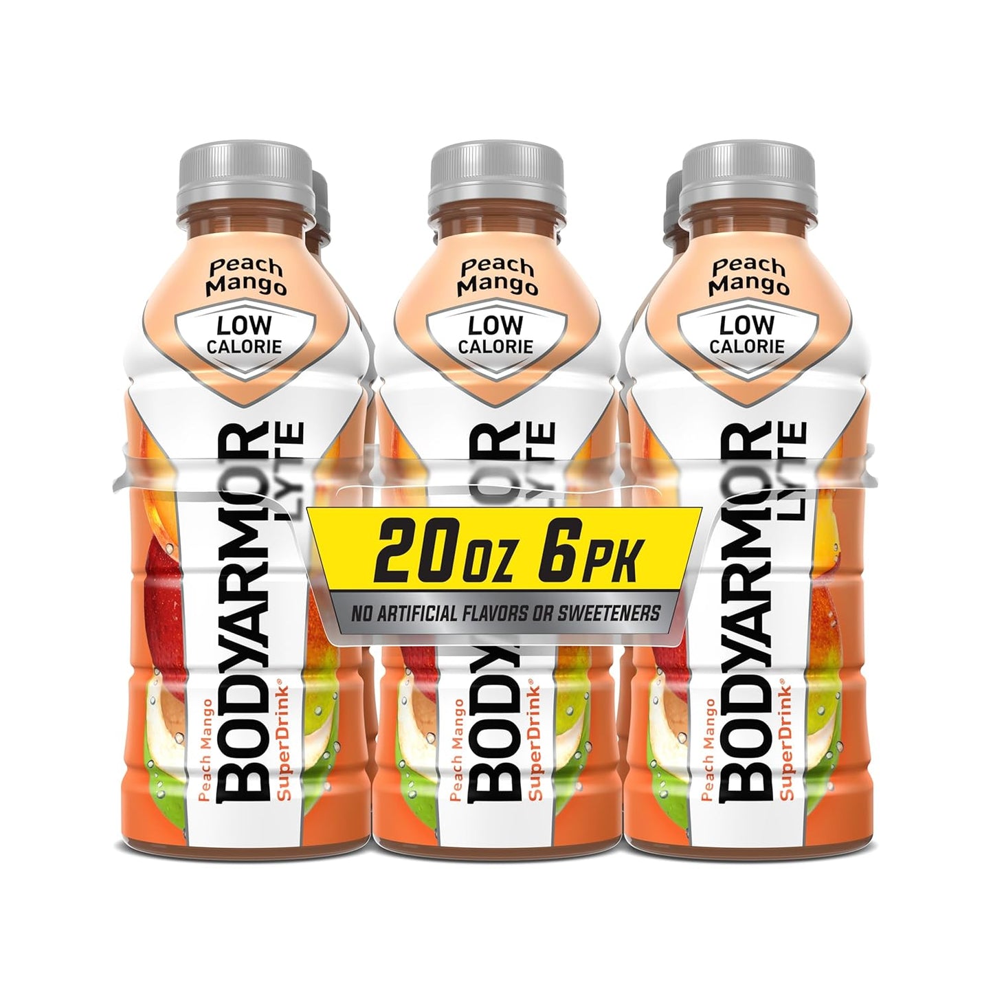 BODYARMOR LYTE Peach Mango Coconut Water Sports Drink - Low-Calorie Hydration With Electrolytes and Vitamins - 20Fl Oz (Pack of 6)