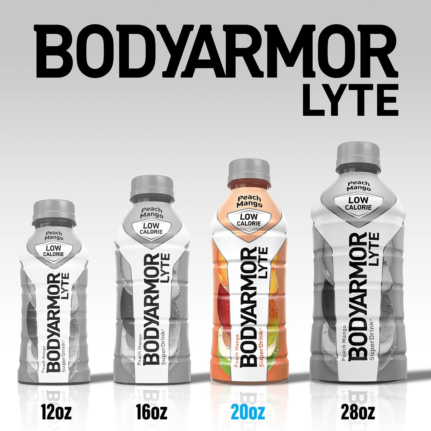 BODYARMOR LYTE Peach Mango Coconut Water Sports Drink - Low-Calorie Hydration With Electrolytes and Vitamins - 20Fl Oz (Pack of 6)
