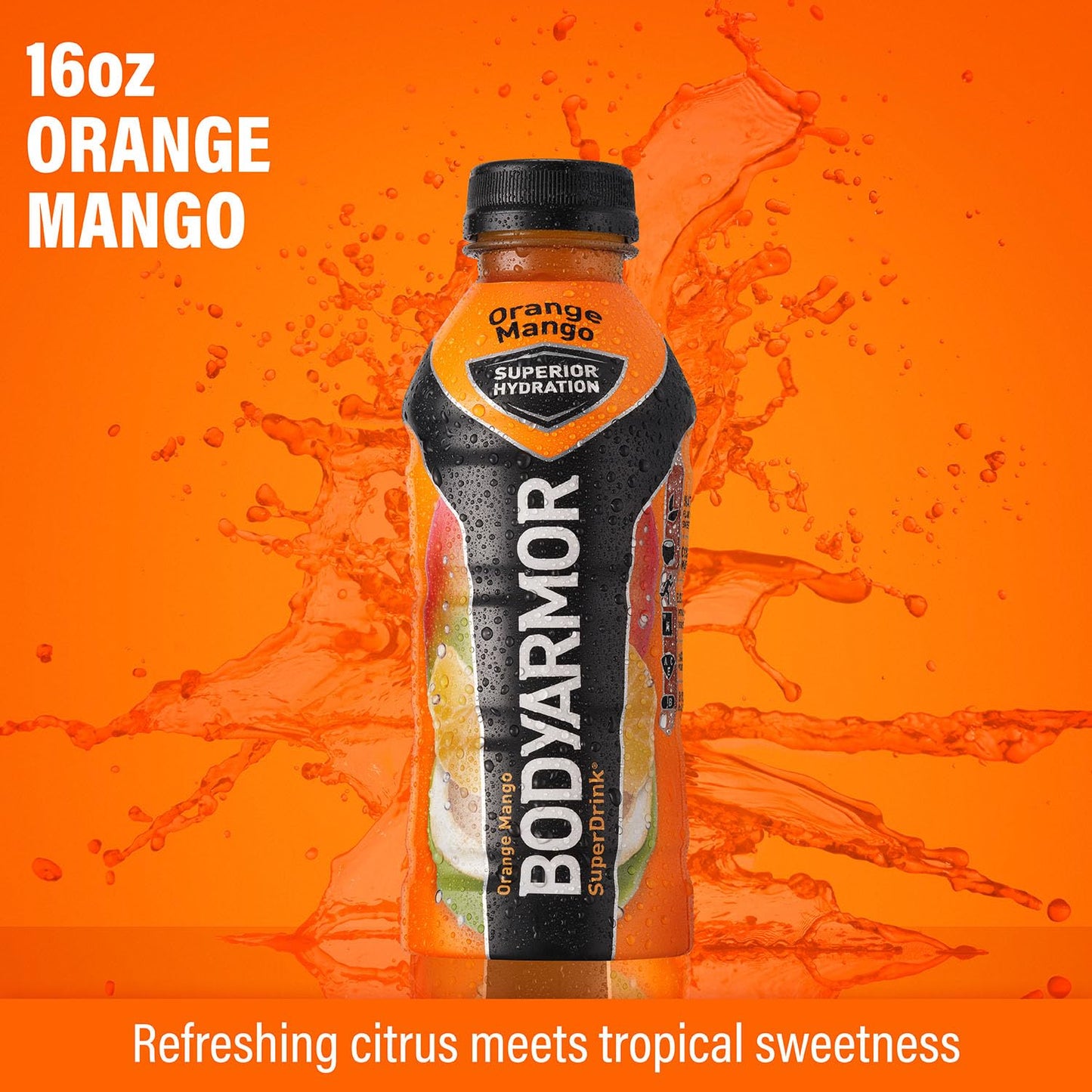 BODYARMOR Orange Mango Coconut Water Sports Drink with Natural Flavors, Vitamins, and Electrolytes - 16 Fl Oz (Pack of 12)
