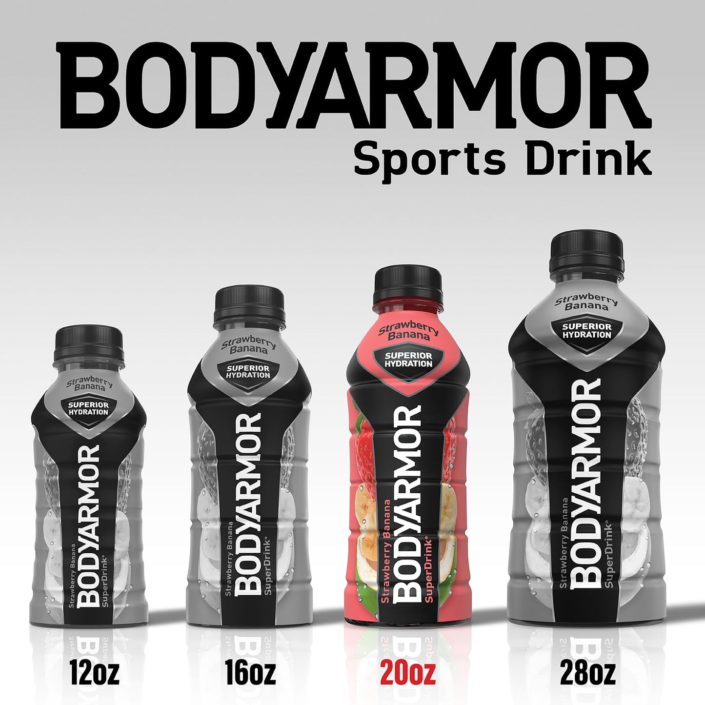 BODYARMOR Strawberry Banana Coconut Water Sports Drink, 20 Fl Oz (Pack of 6) - Hydrating Sports Beverage with Natural Flavors, Vitamins, and Potassium-Packed Electrolytes - Ideal for Athletes