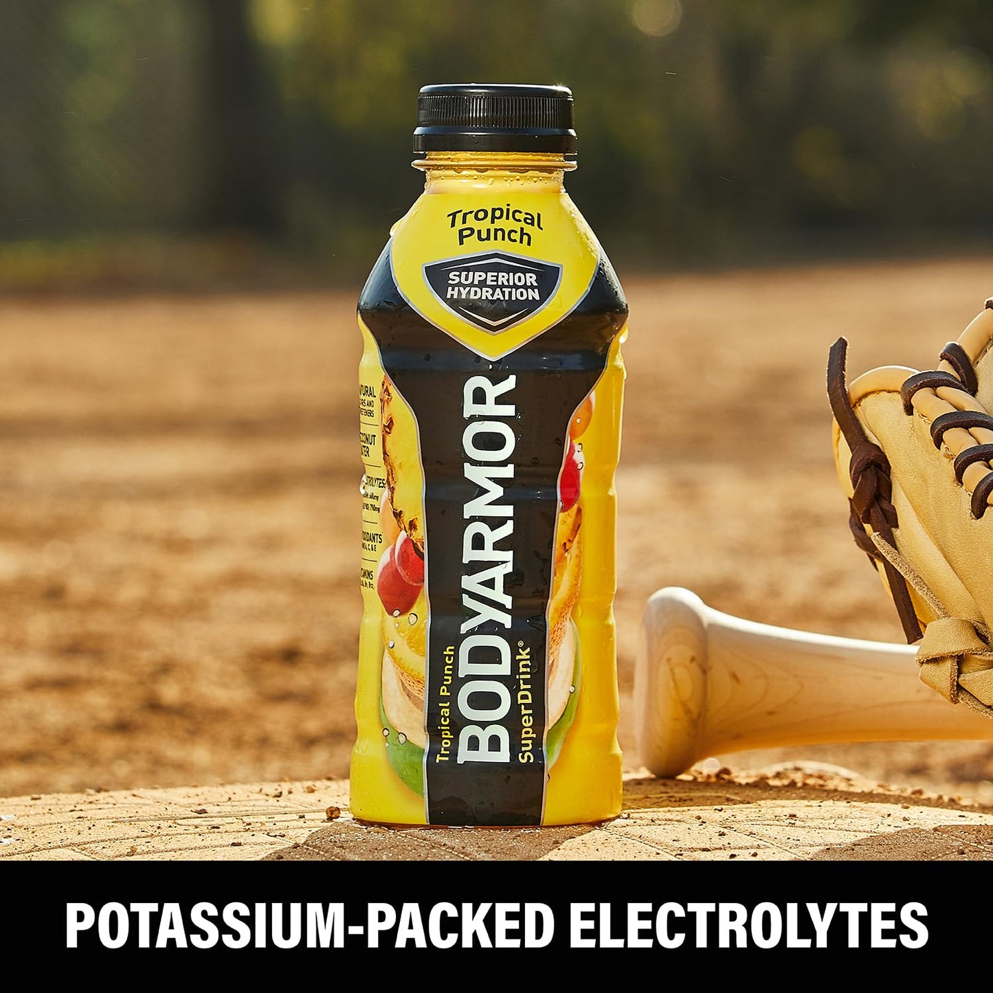 BODYARMOR Tropical Punch Coconut Water Sports Drink with Electrolytes and Vitamins - 16 Fl Oz (Pack of 12) for Athletes