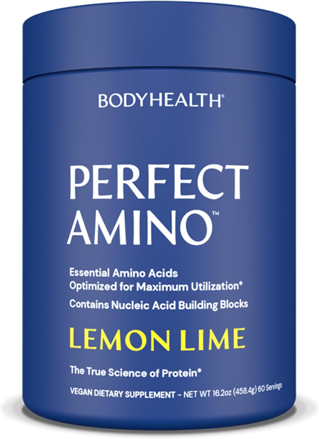 BodyHealth PerfectAmino Powder - BCAA and EAA Pre/Post Workout Drink - Energy Boost for Muscle Recovery - Lemon Lime Flavor - 60 Servings