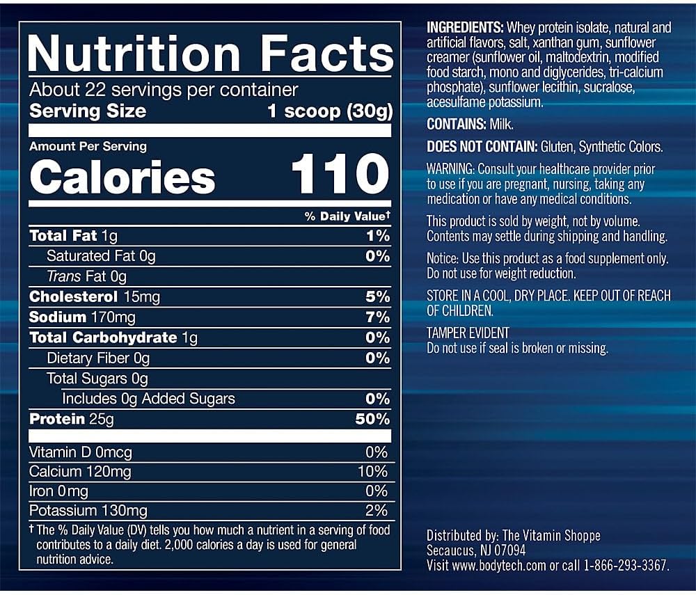 BodyTech Whey Protein Isolate Powder - Cinnamon Cereal Flavor, 25g Protein & BCAA's, Ideal for Post-Workout Muscle Growth (1.5 lbs)