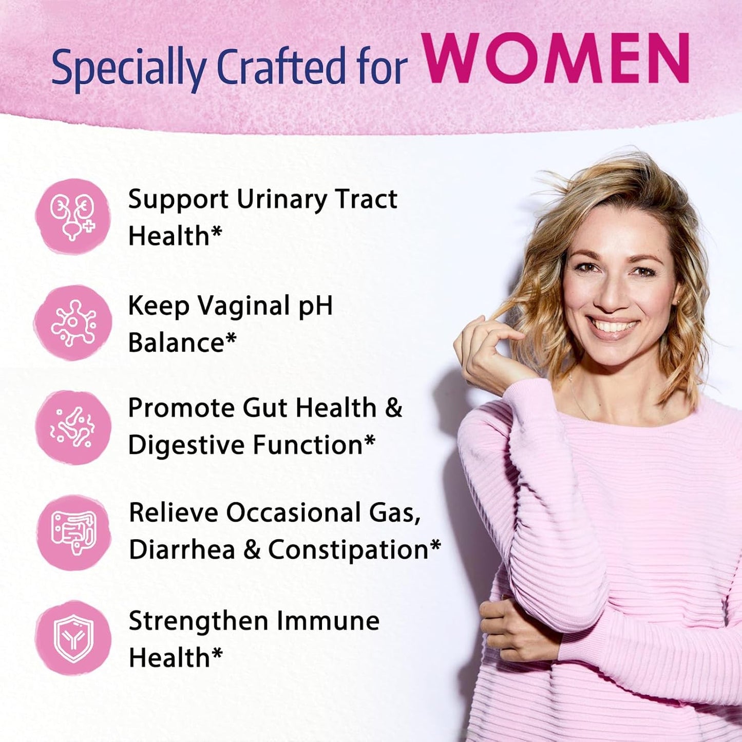 Bonawell Probiotics for Women 100B with Prebiotics, Digestive Enzymes & Organic Cranberry - Supports Vaginal Health, Digestion, Immunity - 30 Veggie Caps