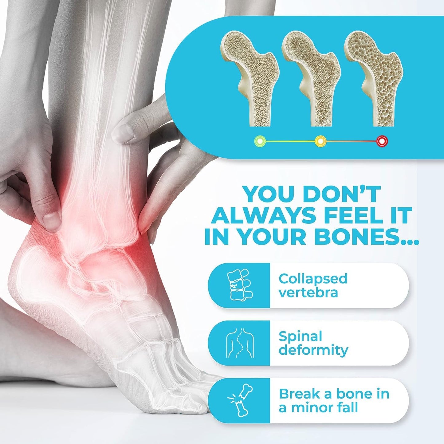 Bone Health Max - Advanced Calcium & Magnesium Supplement with Vitamin D3, Bromelain & Ipriflavone - 90 Tablets