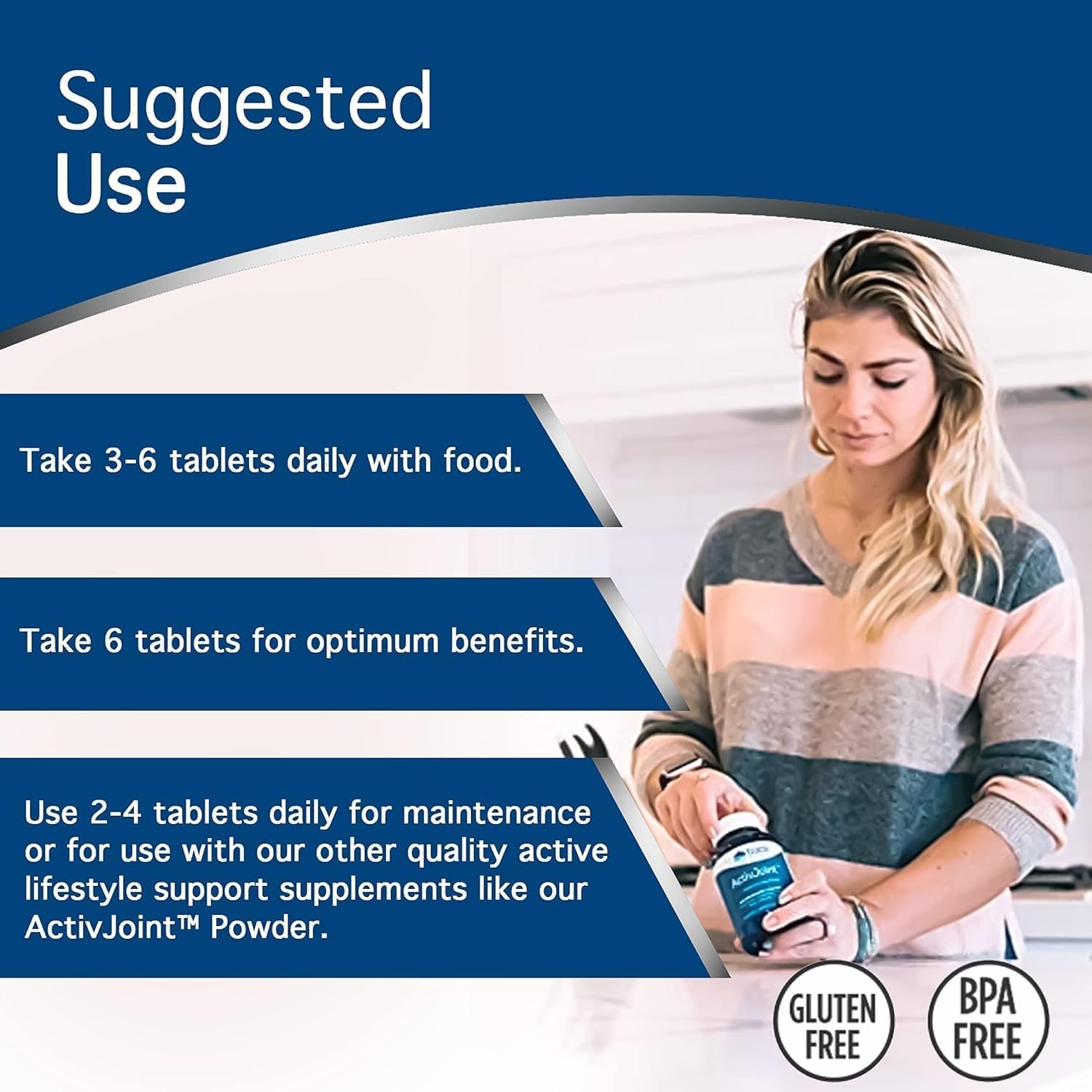 Bone Health Support Supplement with Trace Minerals - ActivJoint Platinum - Joint & Muscle Health - Heart Health - 180 Tablets