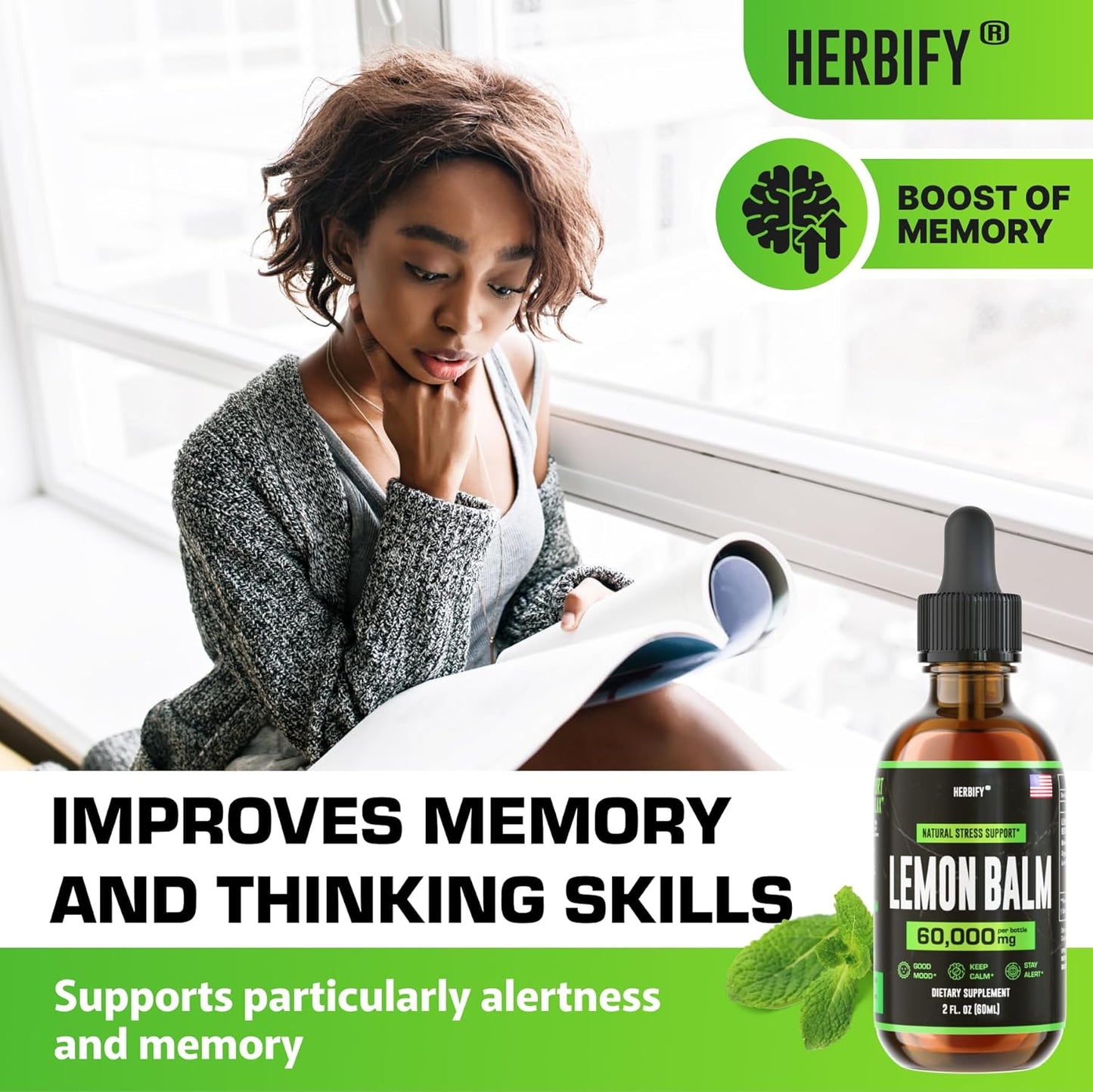 Bone Strength and Mood Boost Bundle - Vitamin K2, D3 Drops, and Lemon Balm Tincture by HERBIFY