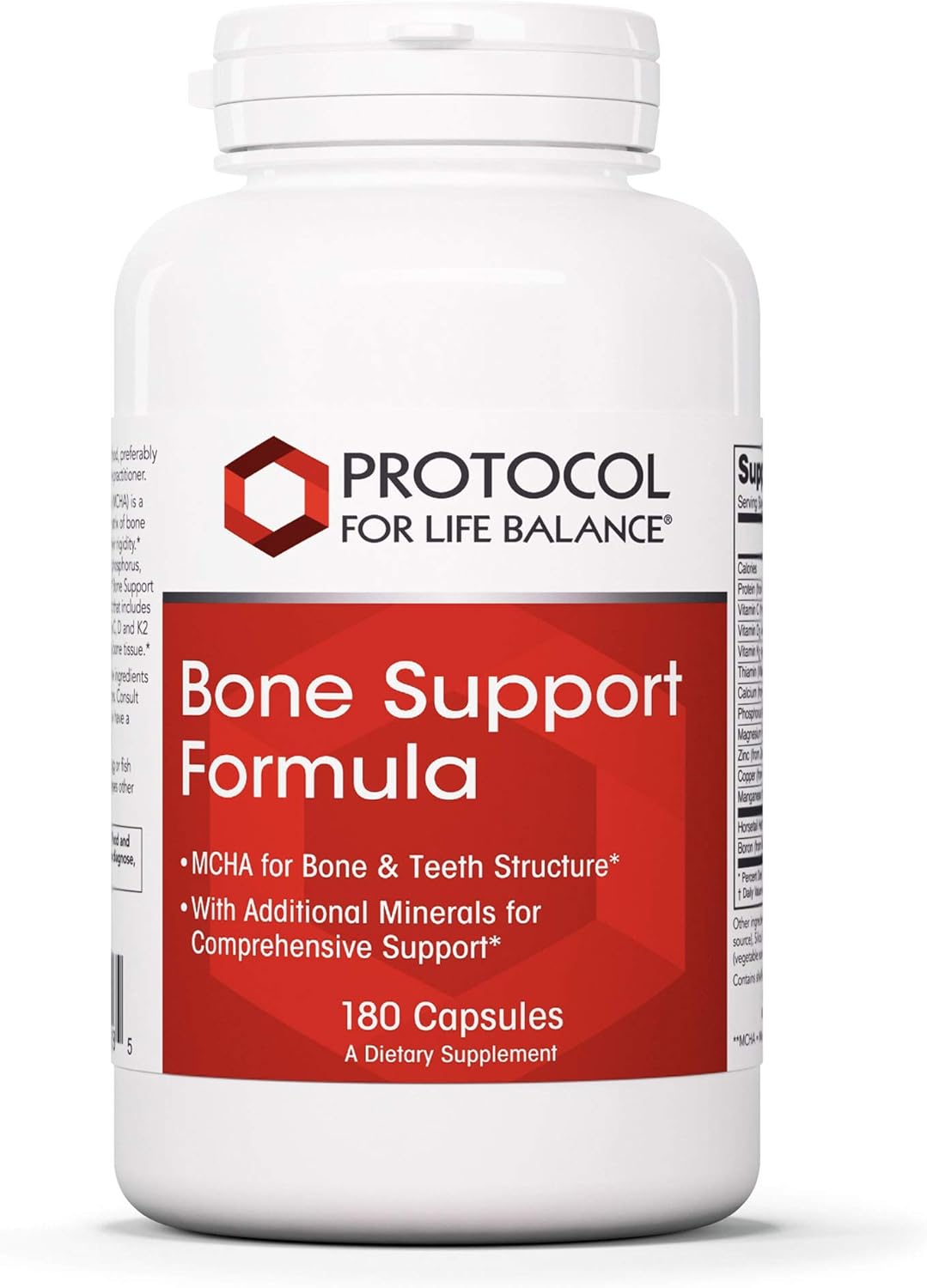 Bone Support Formula with Calcium Hydroxyapatite, Boron & Phosphorus - 180 Capsules for Bone Strength & Density - Teeth & Bone Health Supplement, Dairy & Soy Free
