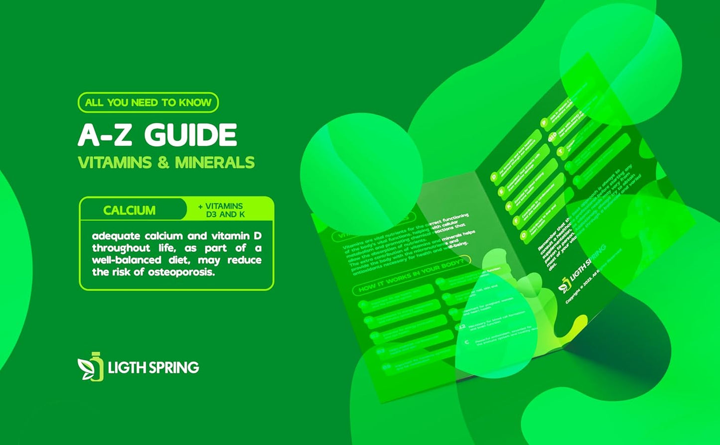 Bone Support: LightSpring Nature Made Calcium 750mg + Vitamin D3 & K, 300 Tablets - Exclusive A to Z Minerals & Vitamins for Strong Bones