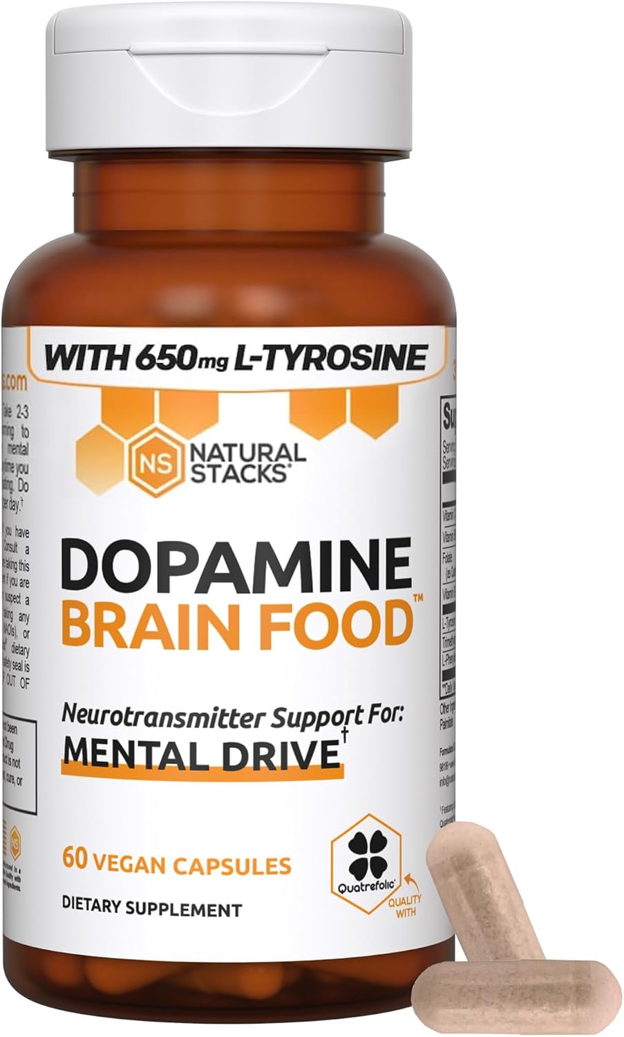 Boost Energy and Focus with Natural Stacks Smart Caffeine and Dopamine Brain Food Bundle - 120 Capsules