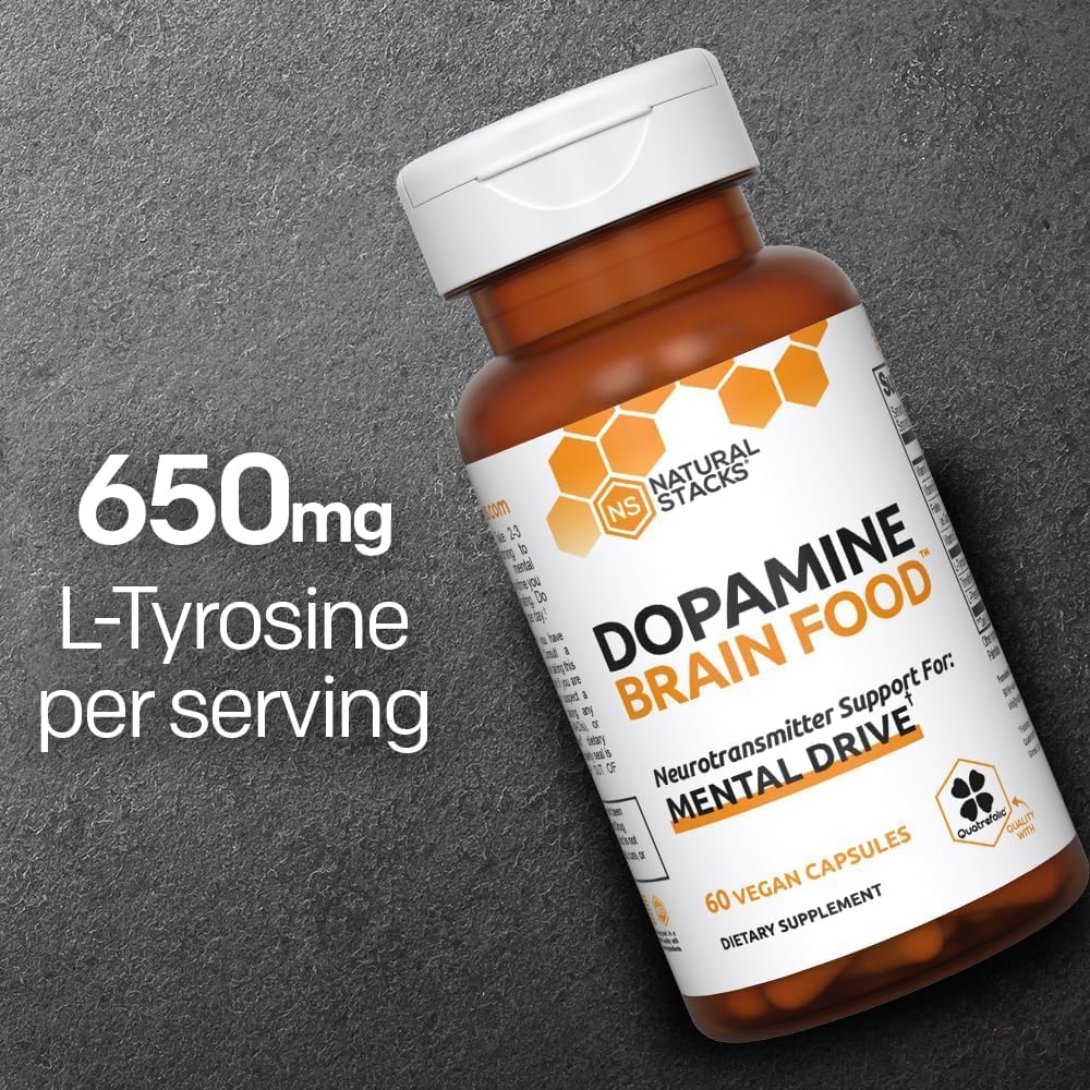 Boost Energy and Focus with Natural Stacks Smart Caffeine and Dopamine Brain Food Bundle - 120 Capsules