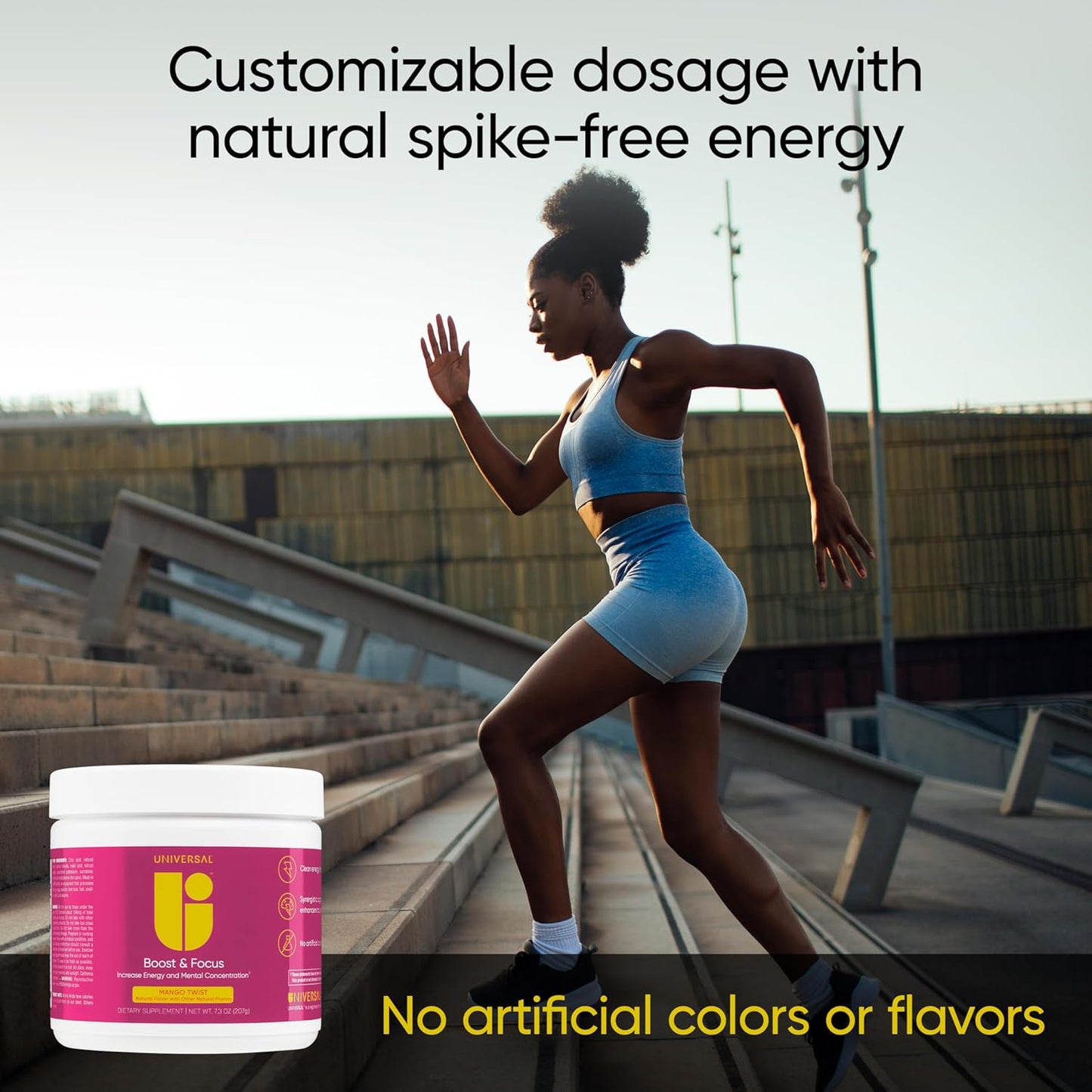 Boost & Focus Powder: Energy & Cognitive Performance Enhancer with VIT B12, Niacin, Choline, L-Tyrosine - Pre Workout Formula, Custom Dosing, No Artificial Flavors - 30 Servings (Mango Twist)