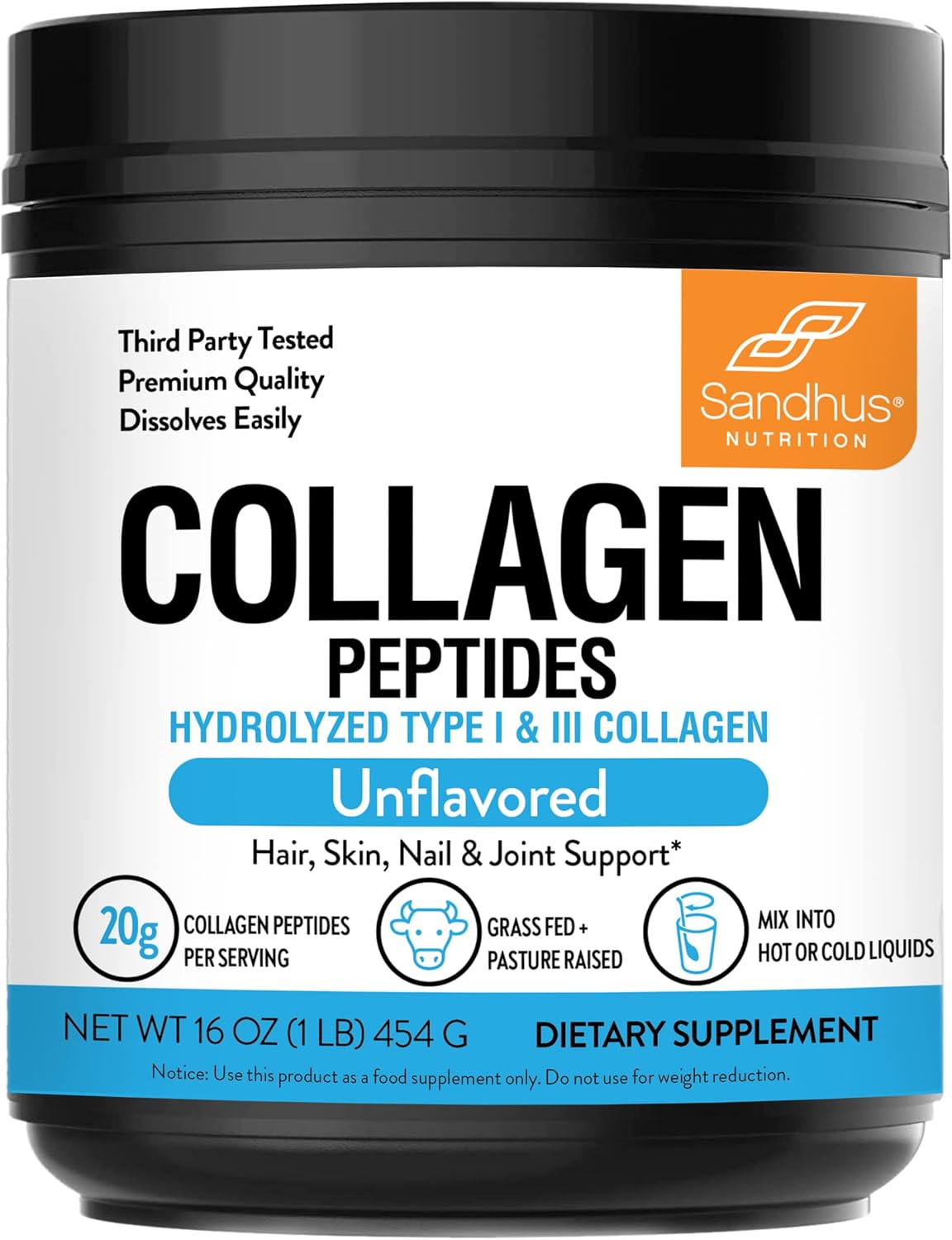 Boost Immune Function with Sandhu's Collagen Peptides Powder & Curcumin featuring Bioperine