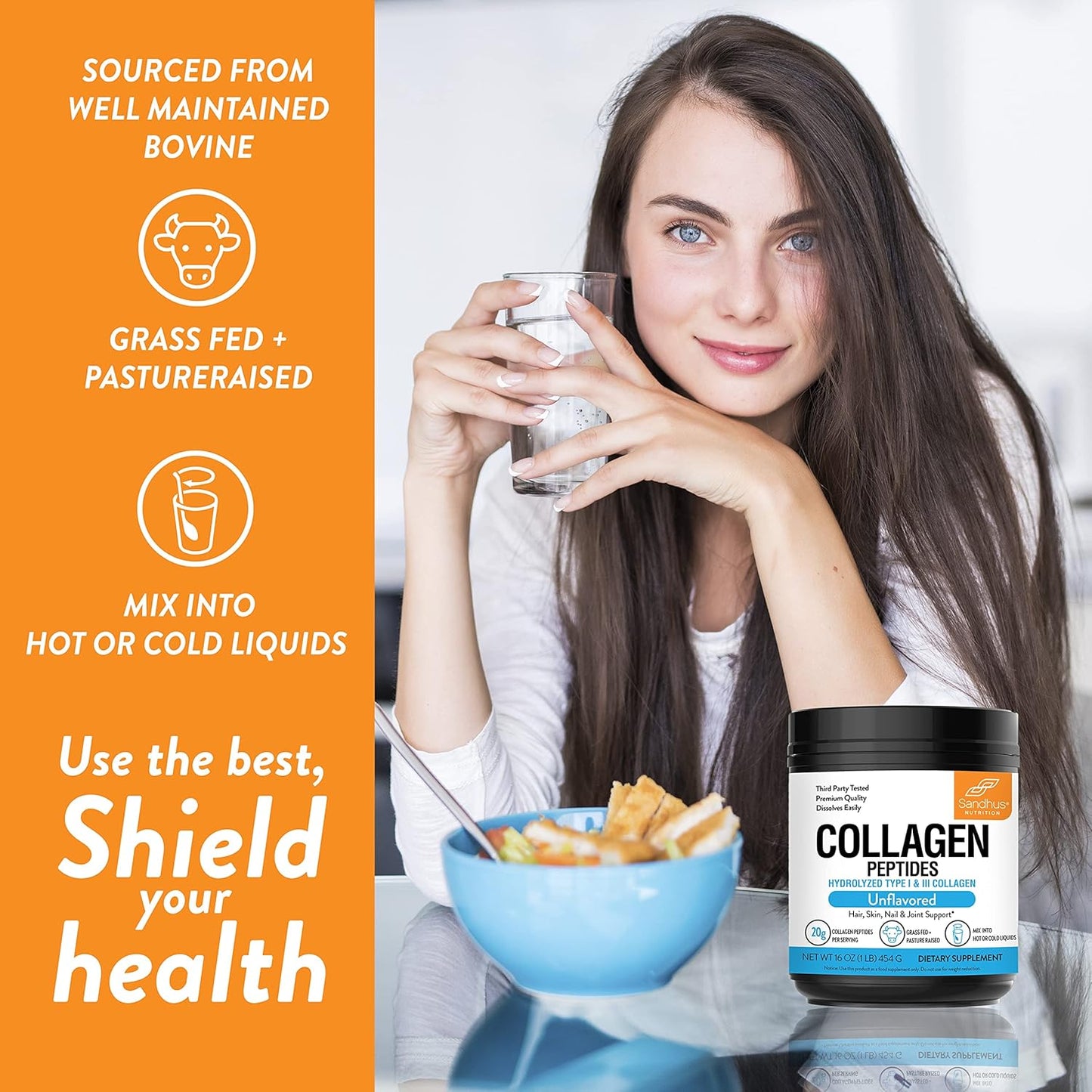 Boost Immune Function with Sandhu's Collagen Peptides Powder & Curcumin featuring Bioperine