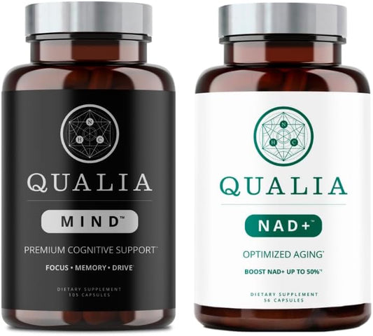 Boost Memory, Focus, & Concentration with Neurohacker Collective Qualia Mind & NAD+ Bundle - Top Brain Supplements to Increase NAD+ Levels by 50%