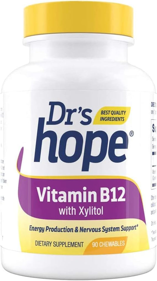 Boost Metabolism & Energy with Dr’s Hope Vitamin B12 1000 Mcg Chewable Tablets - 90 Servings, Non-GMO & Gluten Free