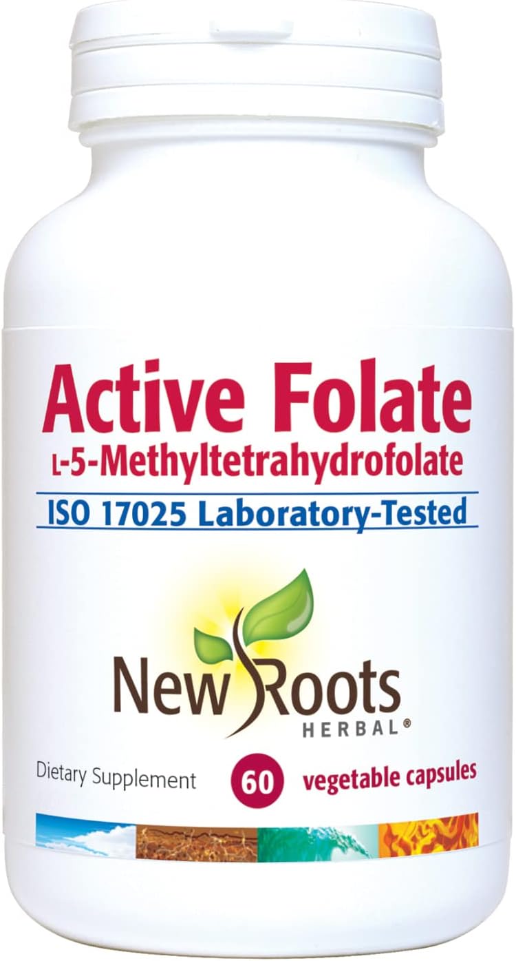 Boost Pregnancy Health with NEW ROOTS HERBAL Active Folate 1,000 mcg + Vitamins B6 and B12 (60 Tabs)