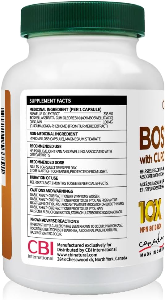 Boswellia 10:1 Extract with Curcumin 120 Vegan Capsules - 433mg Formula