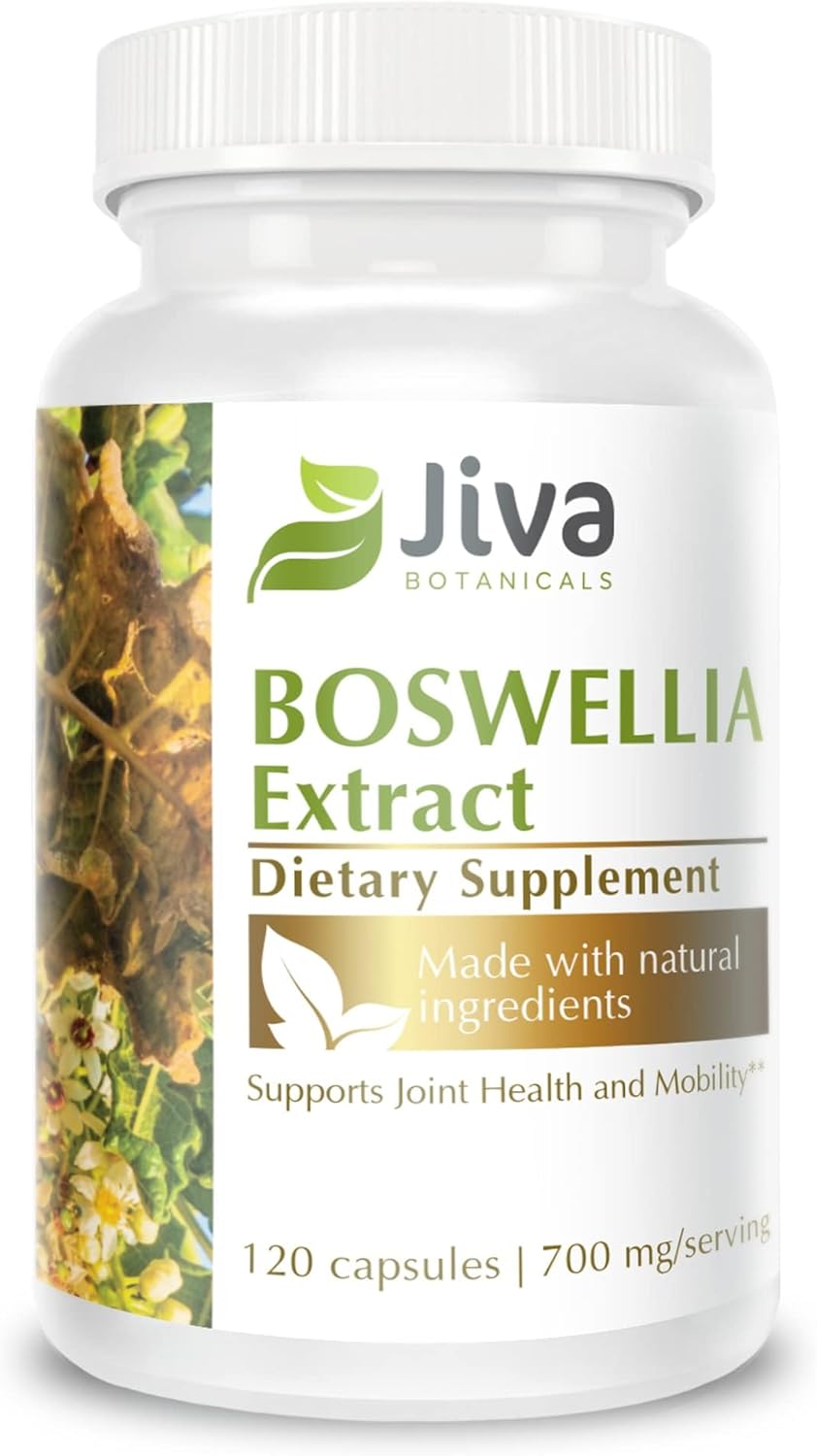 Boswellia Extract Capsules with Frankincense Powder and Bioperene - 120 Capsules by Jiva Botanicals