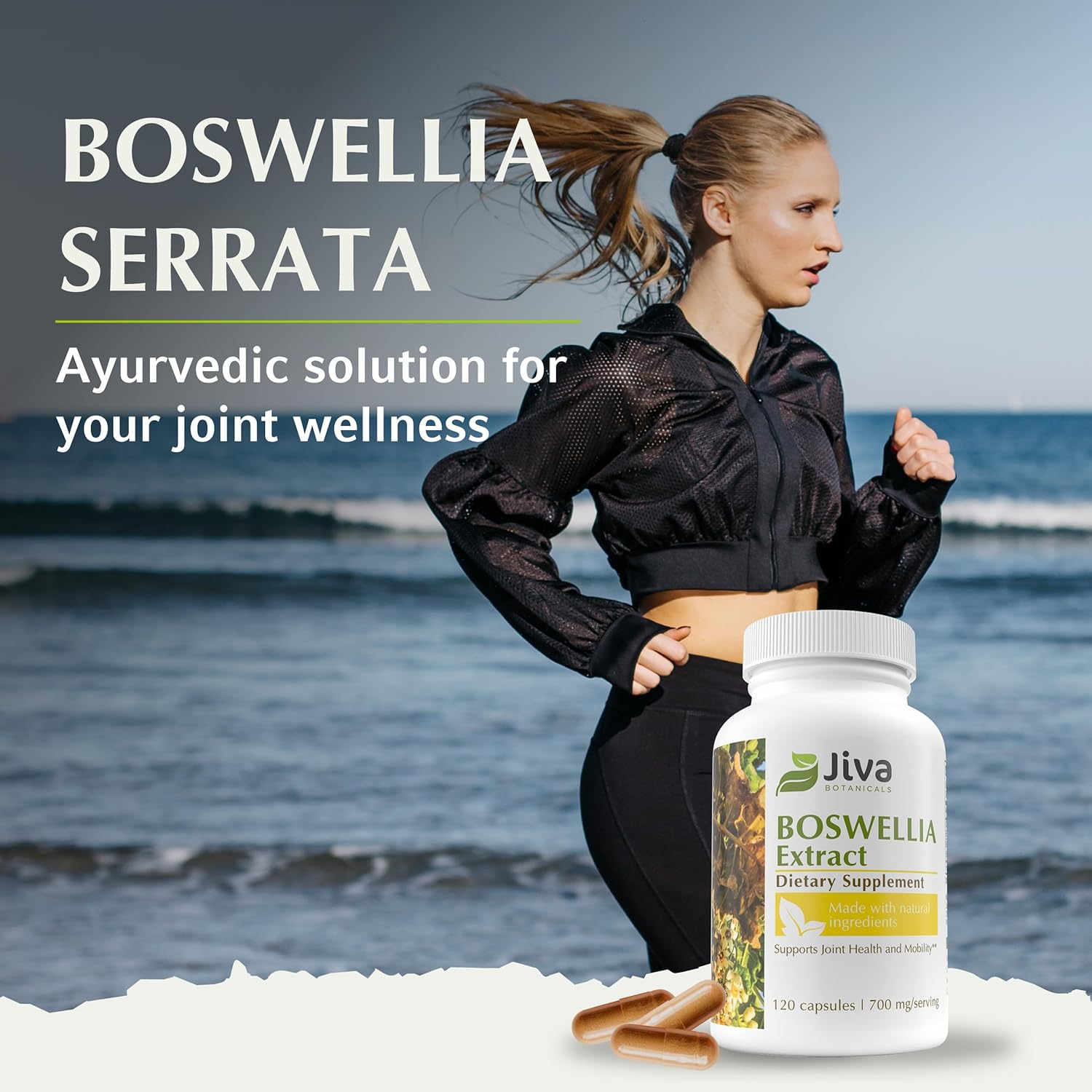 Boswellia Extract Capsules with Frankincense Powder and Bioperene - 120 Capsules by Jiva Botanicals